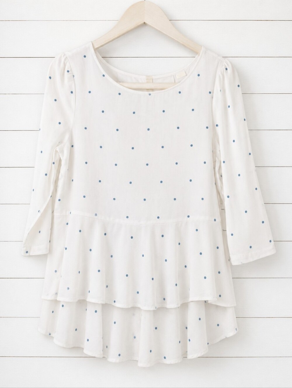 Maeve Anthropologie 6 Embroidered White Dotty Peplum Top